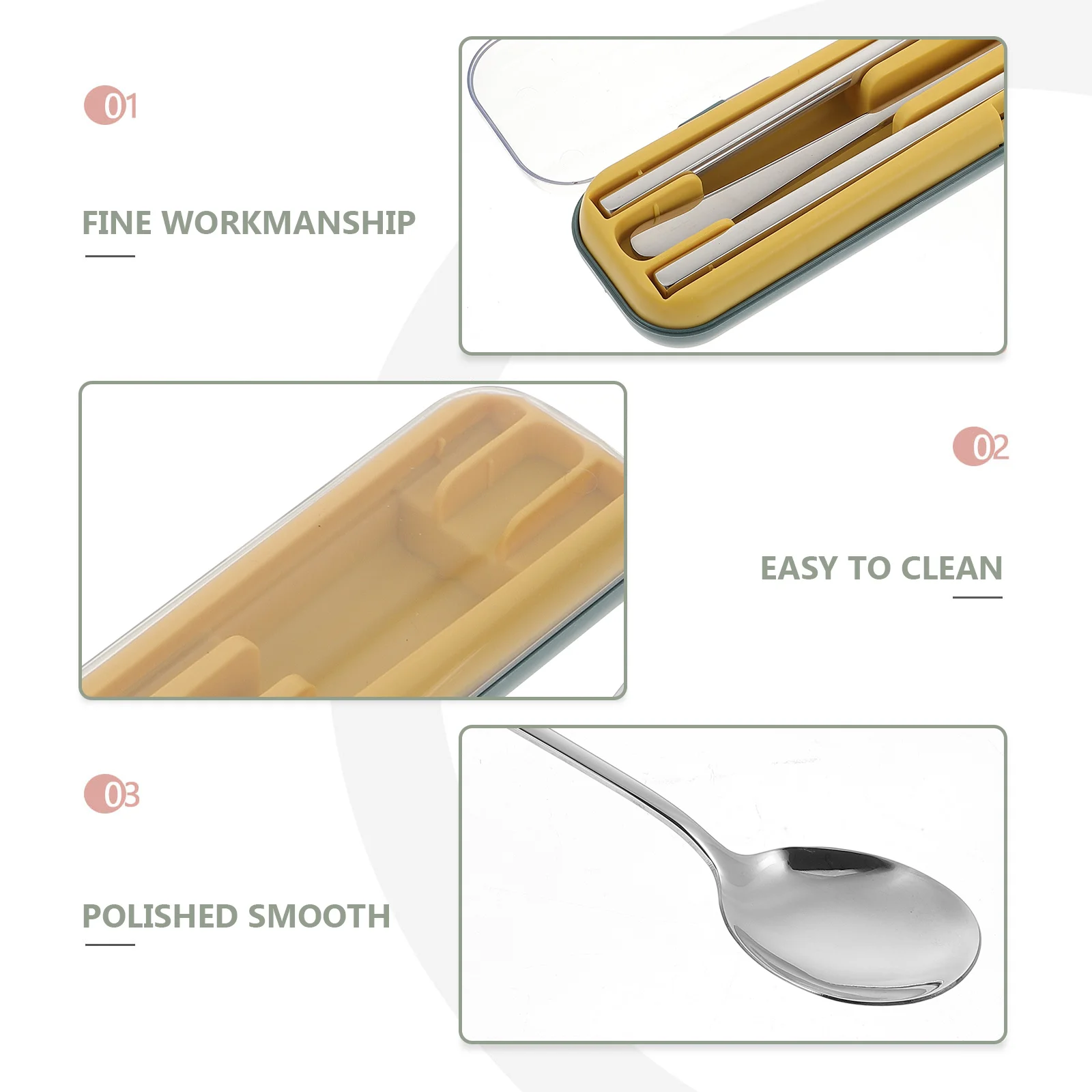 

1Set Stainless Steel Cutlery Set Compact Portable Dining Kit for Camping Hiking Travel Lightweight Cutlery Tools