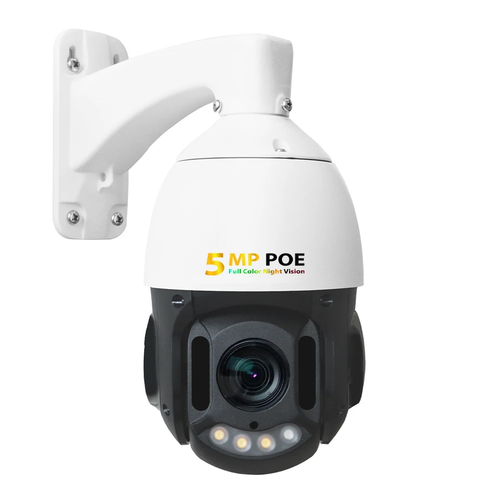 

5MP POE Высокоскоростная PTZ-камера слежения Умная двойная световая звуковая сигнализация 25-кратный оптический зум Автоматическое обнаружение движения AI IP66 H265+ Камера