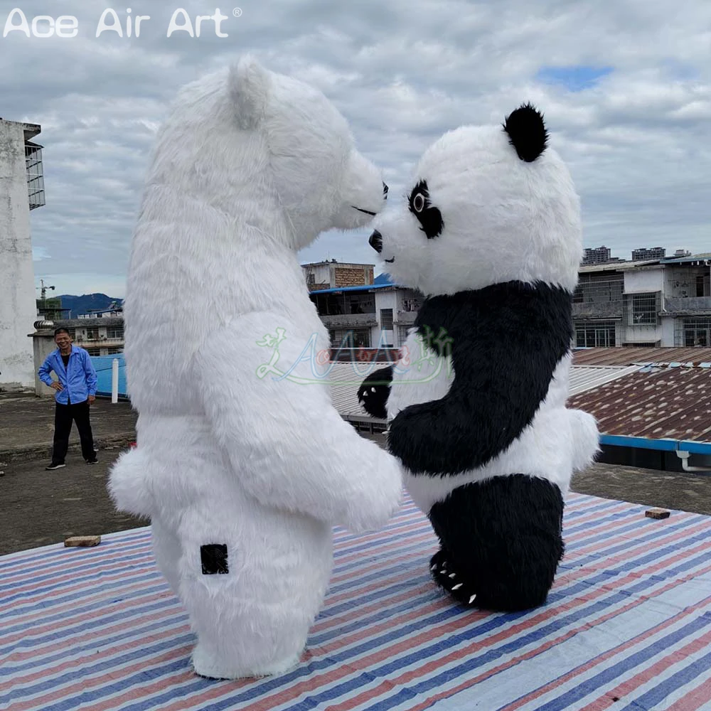 

Giant Inflatable Plush Polar Bear Panda Mascot Commercial Event Parade Costume, Kids Party Interactive Inflatable Mascot Suit