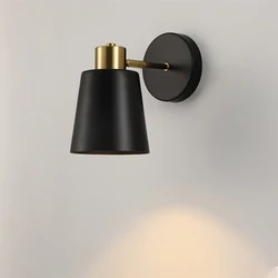 Vintage Adjustable Wall Mounted Sconce Bedside Lamp for Bedroom Study Decoration Led Interior Wall Lighting Fixtures Black Brass