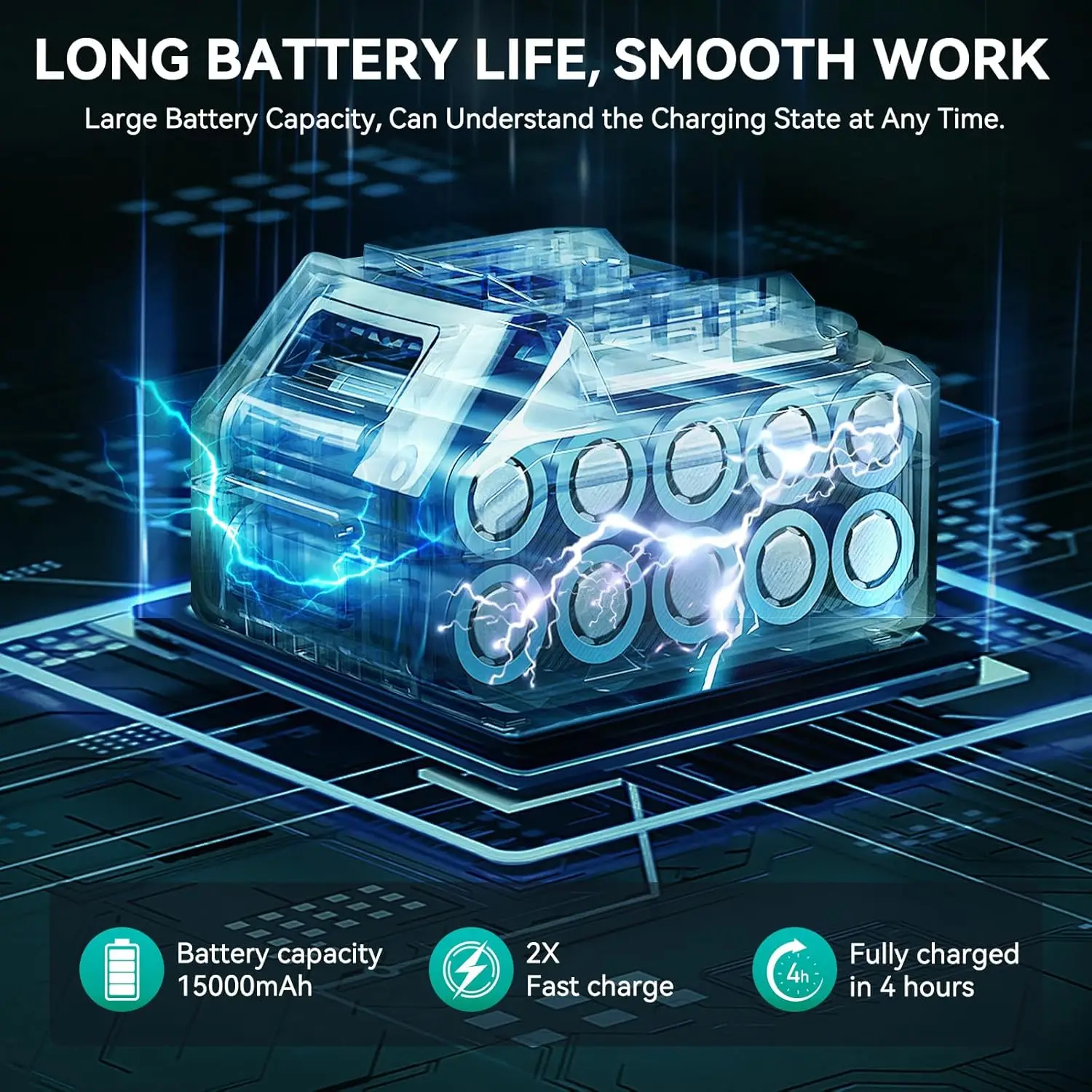 Cordless Pressure Washer 800 PSI, 6-in-1 Nozzle, 1.5 GPM, 16.4ft Hose, Portable Car & Outdoor Cleaner