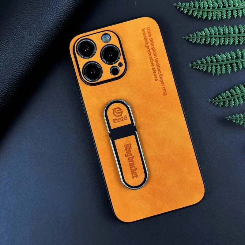 3D Skin Sensitive Fingertip Leather Ring Case cartoon cute for Apple 15pro 14 13 12 11 2024 phone case New mobile phone image 3
