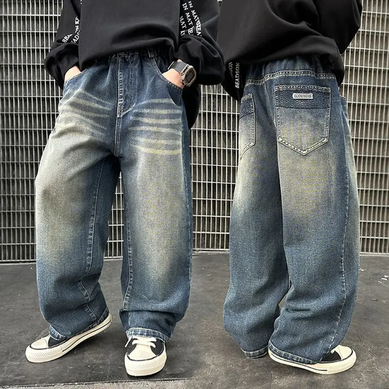 Kids Boys Denim Clothes Pants Children Wears Clothing Bottoms Baby Boy Loose Jeans Trousers 4 5 6 7 8 9 10 11 12 13 14 Years