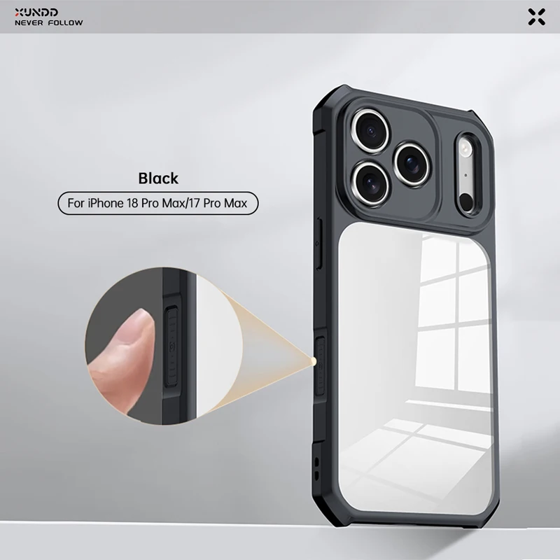 Etui do iPhone 18 17 Pro Max Xundd z poduszką powietrzną, odporne na wstrząsy, magnetyczne, przezroczyste, z laserowym wzorem, tylna część z PC + osłona na aparat z TPU — zdjęcie produktu 6