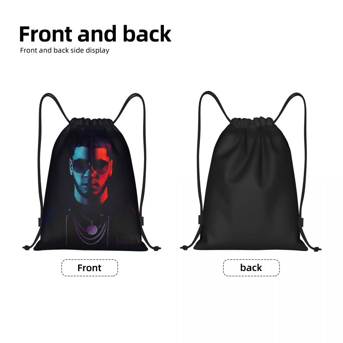 Custom Anuel AA Rapper Latin Urban Music Drawstring Backpack Bags Men Women Lightweight Gym Sports Sackpack Sacks for Shopping