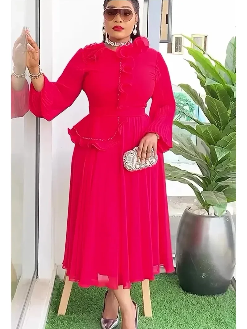 

Африканские платья для женщин, 2025 г., большие размеры, вечернее длинное платье, африканская одежда, элегантное турецкое мусульманское шифоновое платье макси