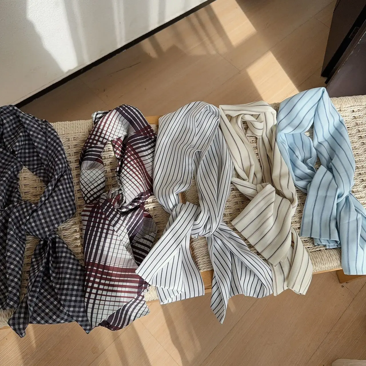 

Wide Strip Long Fashion Scarf Hair Band Female Double-Layer Chiffon Casual Outerwear Scarf Female Star Matching Scarf Ribbon