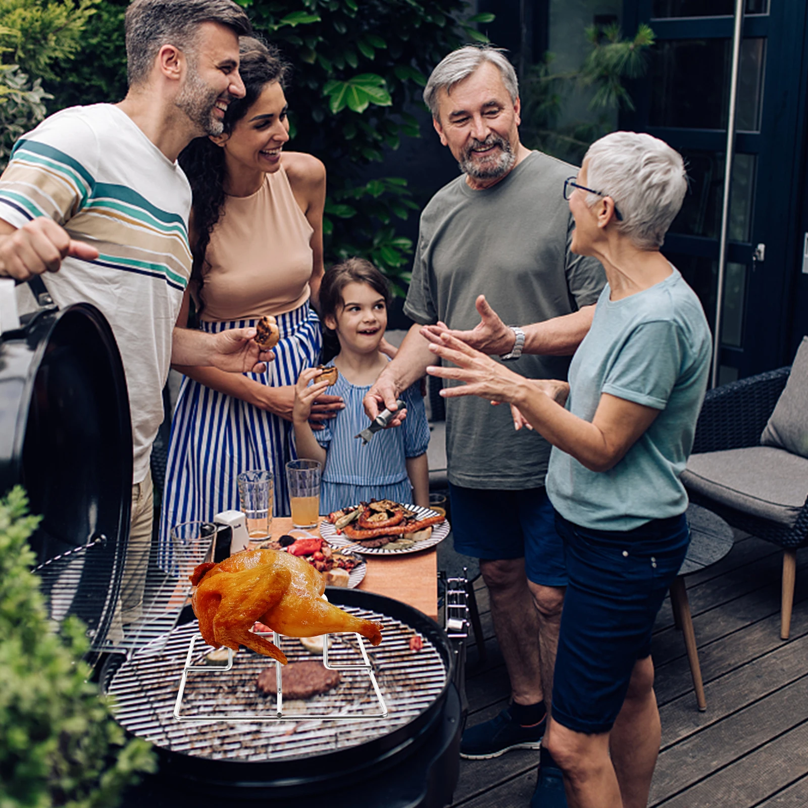 

Stainless Steel Vertical Chicken Roaster Stand Portable Bbq Grill For Outdoor Camping Beer Can Holder Roasting Stand Grilling