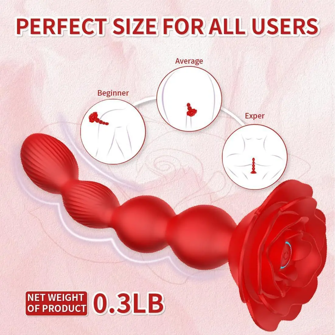 Rose Anal Plug Vibrator 360° Rotation Pull Bead Prostate Massage Vaginal Stimulator Remote Control Sex Toys Masturbation Massage view 3