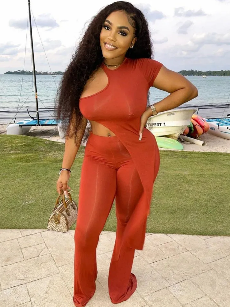 

2 Piece Women Sets New Arrival Nightclub Sexy Club Matching Short Sleeve Two Pieces Sets Top And Pants Suits Outfits Clothing