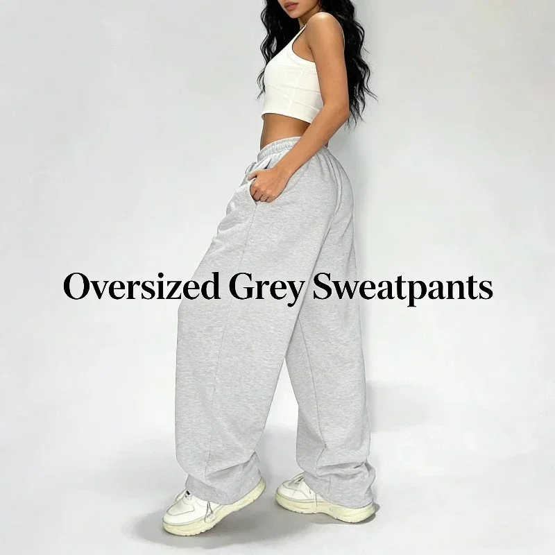 2026年アメリカンヒップホップレトロカジュアルパンツスポーツスウェットパンツルーズトレンディストリートワイドレッグロングパンツ