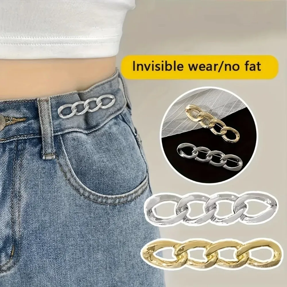 3Pcs Set Alloy Waist Tightener Clips Adjustable Detachable No-Sew Waist Clips Mixed Colors Fashion Buckle Clips