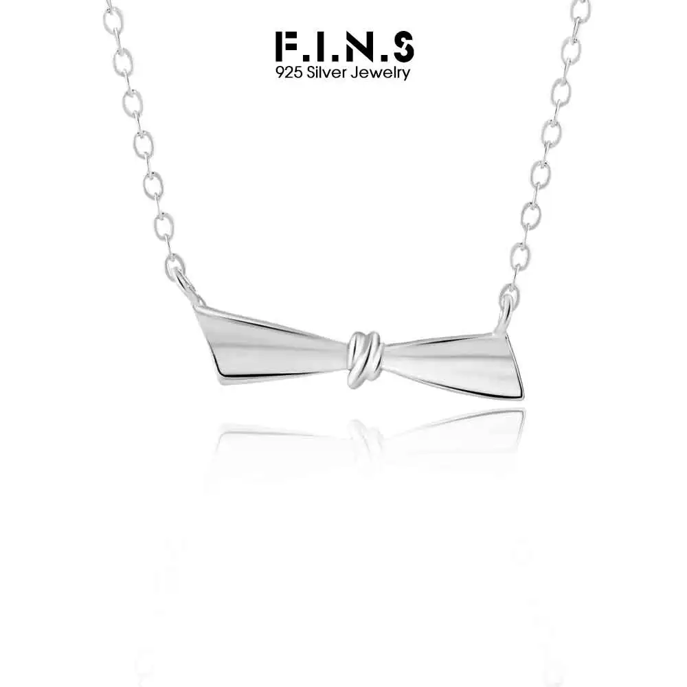 

F.I.N.S Original Design S925 Sterling Silver Bow Necklace Glossy Bowknot Pendants For Women Clavicle Chain Anti Allergic Jewelry