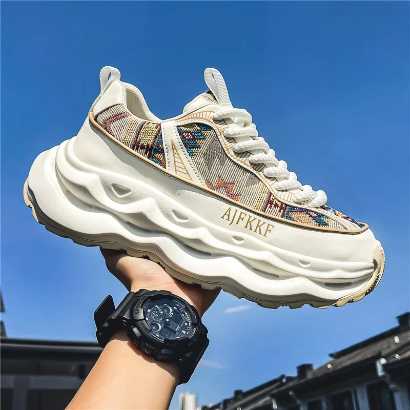 

Fashionable blue casual sports original designer platform shoes men add high heels hip-hop short and chubby trainer