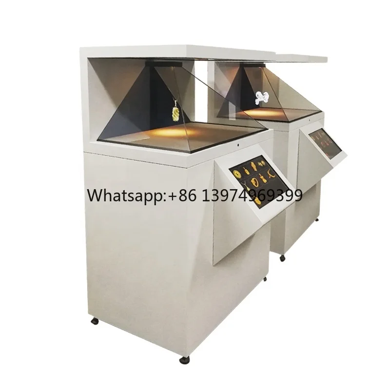 3D Holographic Display Box with Hologram Pyramid Showcase for Advertising Projection Screens 270 View Angle Plug and Play