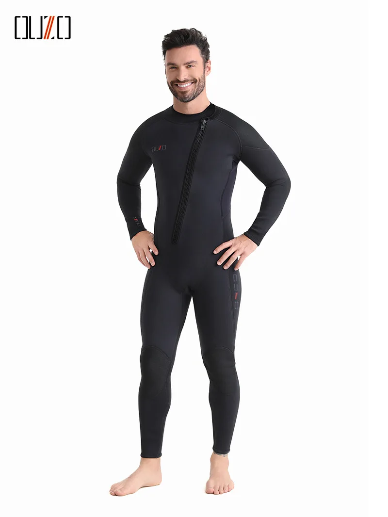 Wetsuit Men 3mm, Neoprene Wet Suits Front Zip Full Body Long Sleeve Diving Suit in Cold Water for Water Sports Surfing Fishing