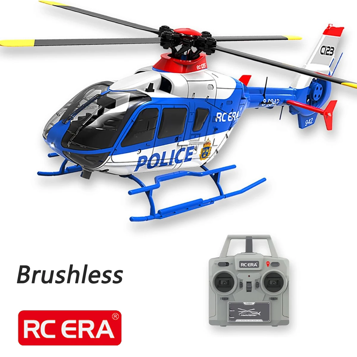 NEW C123 6CH RC Helicopter EC135 Double Brushless Direct Drive Single Paddle Aileron Free Helicopter model 3D Optical Flow Toys
