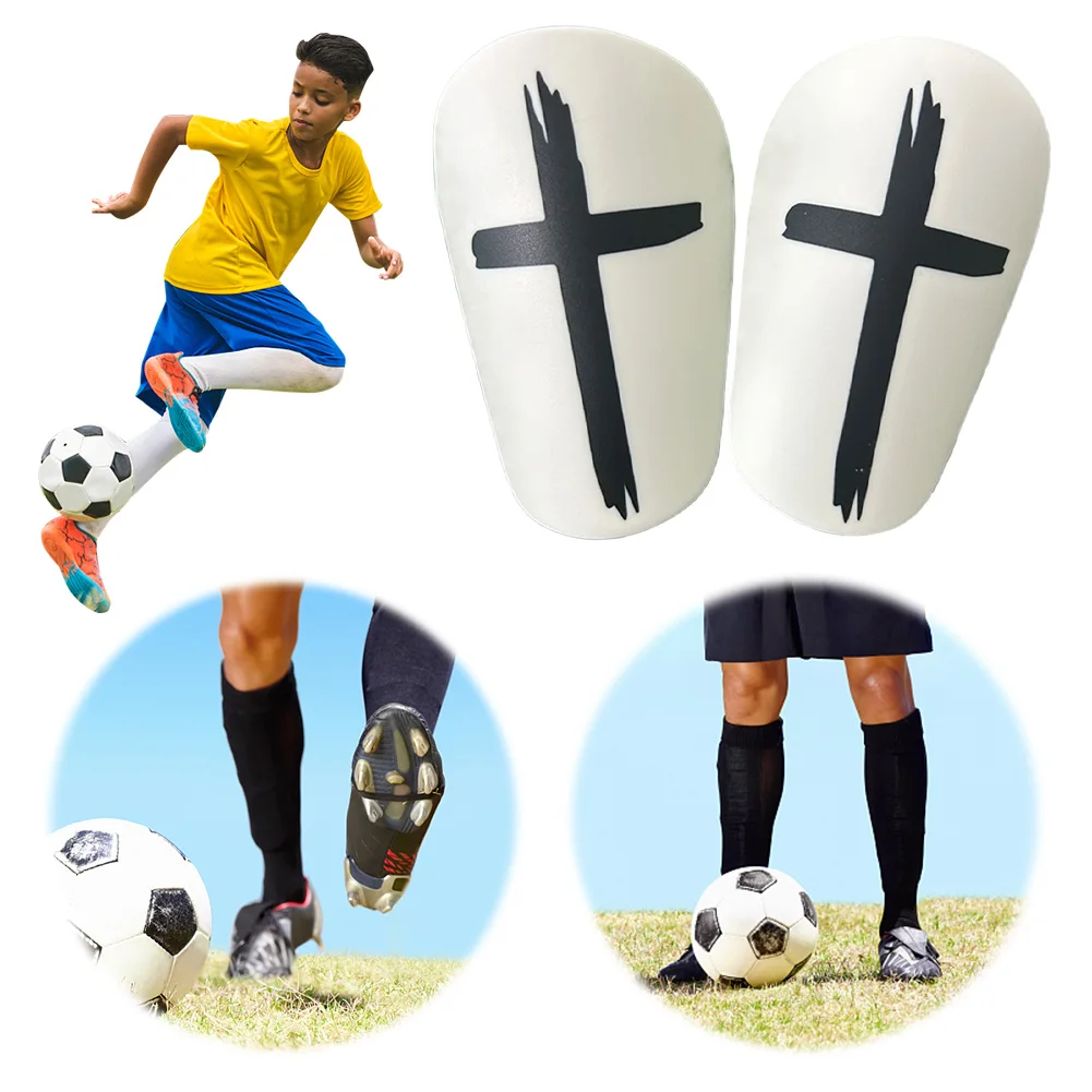 1 par mini caneleiras de futebol cruz pequenas caneleiras de futebol absorção de choque protetor de perna de futebol para homens