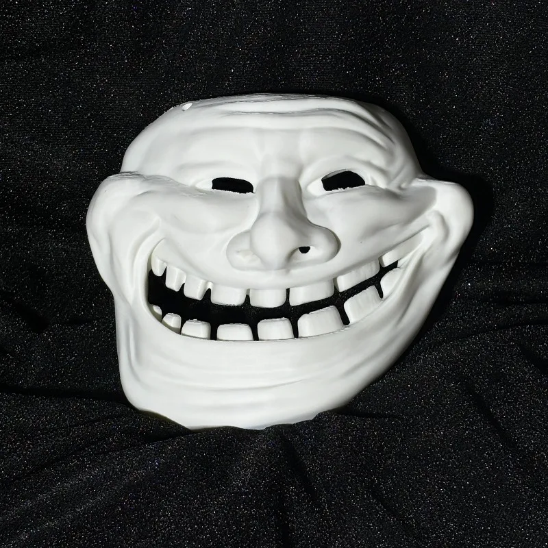 

White Troll Face Mask DIY Halloween Role-Play Masque Ball Costume Prop Fancy Dress Carnival Party Rave Funny Comic Smile Mask
