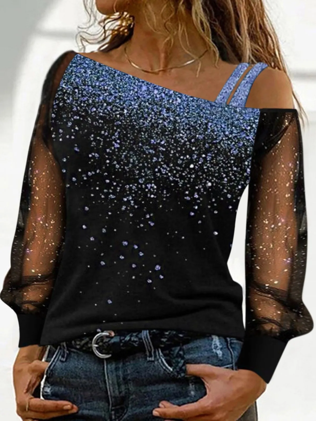 iny Long Sve Off-oulder Top Street Sle Slim Fit da donna irt Exposing One oulder Summer Faion 25-29 anni