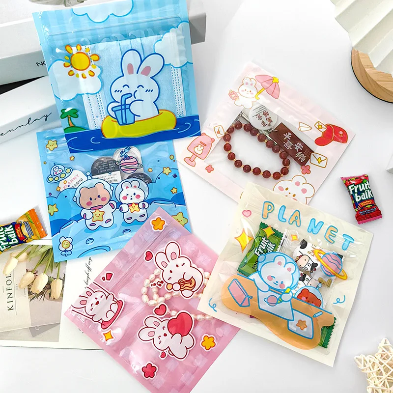 

100Cartoon Cute Adorable Accessories Hair Clip Packaging Bag Storage Jewelry Data Cable Sealing Bag Small Items Self-Sealing Bag