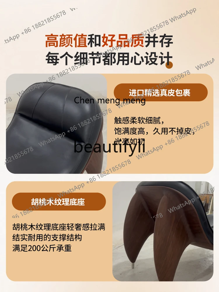 C6601 أريكة جلدية أوروبية فاخرة خفيفة واحدة كسول يمكن الجلوس والاستلقاء، أثاث أريكة عالي الجودة ملفوف بالجلد #5