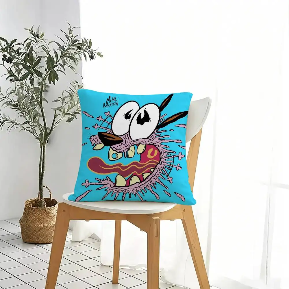 Courage the Cowardly Dog  Pillow Case Square Double-Sided Sofa Cushion Cover Bedroom Bedside Pillow Gift