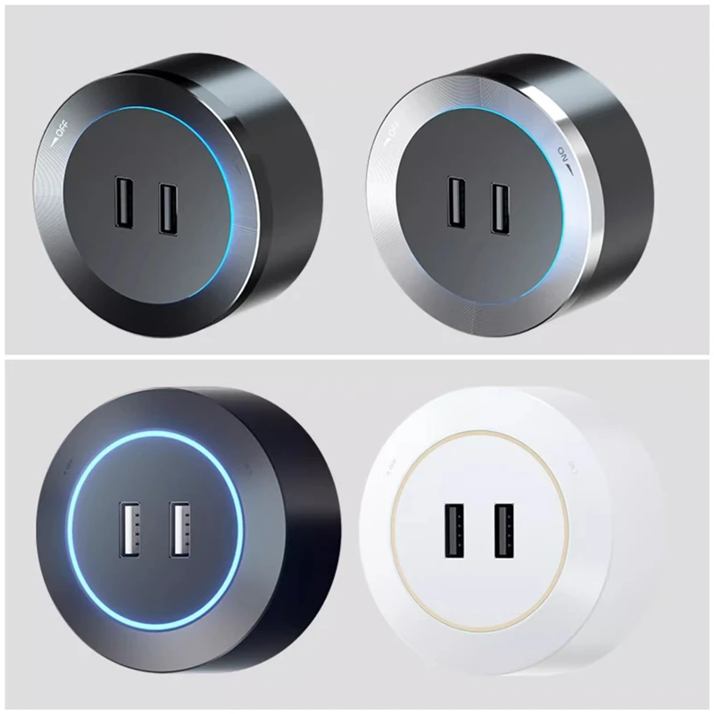 USB Power Socket Outlet TYPE-C Movable Led Blue Black White Silver