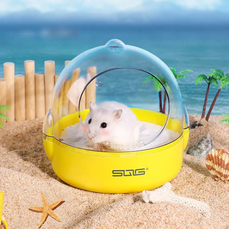 Hamster bathroom and toilet dual-purpose gold wire bear urine sand basin large fully transparent bath room splash proof pet