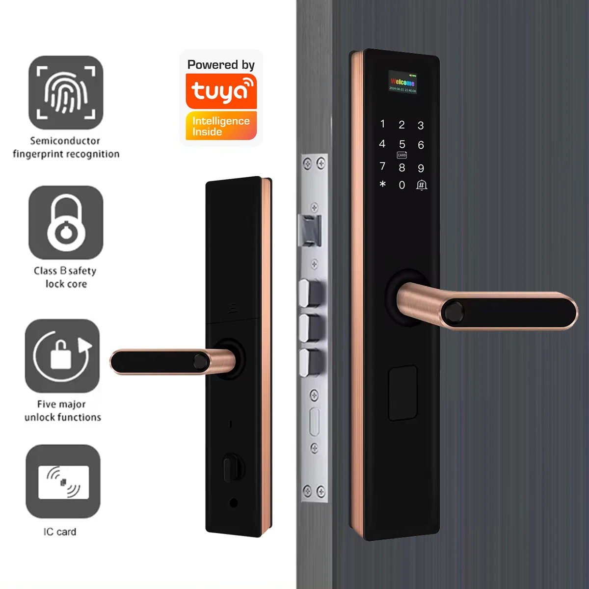 مقبض سعر المصنع، قفل ذكي للباب الرقمي المغناطيسي ببصمة الإصبع بدون مفتاح Tuya