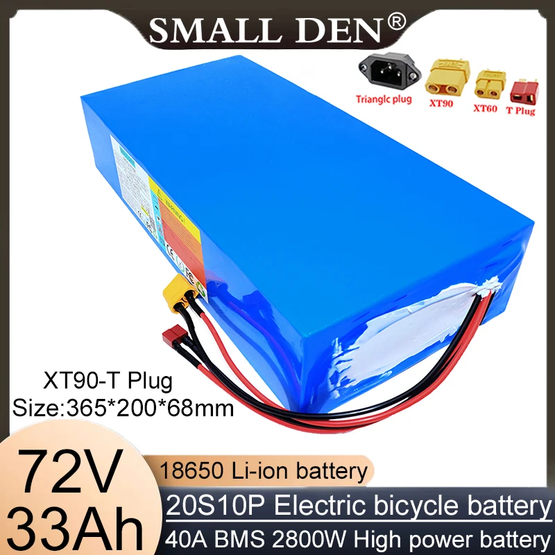 18650 72V 33Ah new LiFePo4 rechargeable battery pack 20S10P, built-in BMS 2800W motor, 40A high-power outdoor solar energy