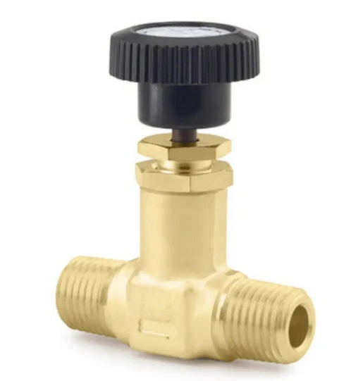 B-4JN2 Brass Threaded Valve Cap Needle Valve, 1/4 in. External Thread MNPT Needle Valve Metering