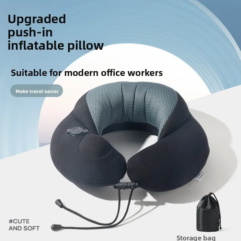 

U-shaped Inflatable Travel Pillow Portable Air Pillow Neck Support Cushion Comfortable Sleeping Pillow Press To Inflate Pillow