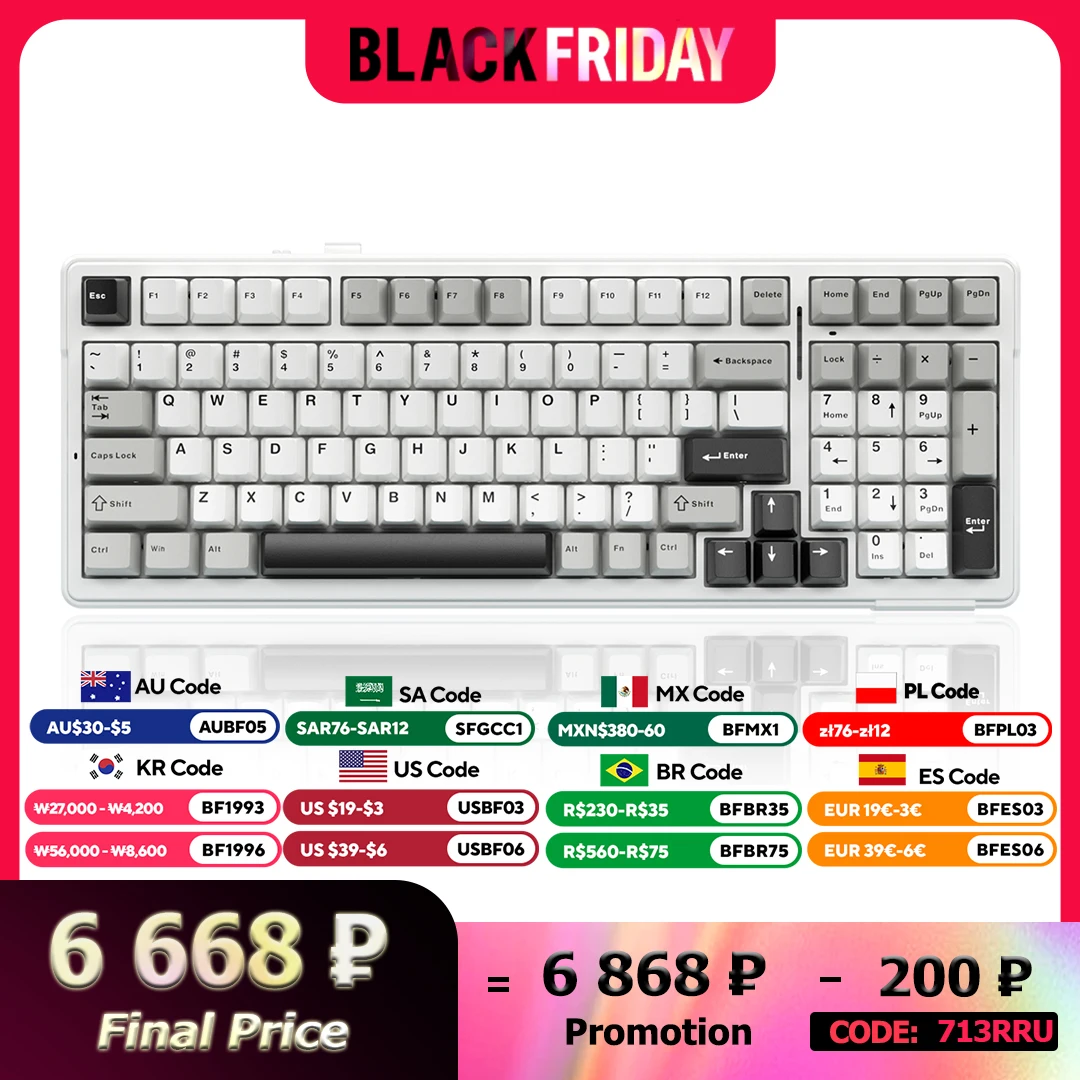 AULA F99 Gasket-mounted Gaming Keyboard 99 Keys Hot Swap Customizable Bluetooth 5.0/2.4G Wireless/Wired RGB Machanical Keyboard