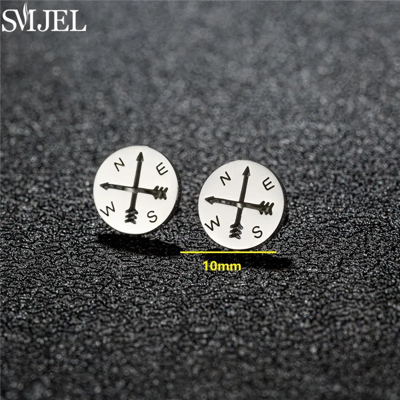 Unique Hallowmas Stainless Steel Earrings Women Geometric Compass Apple Pencil Skull Ear Studs Fashion Piercing Easter Gift