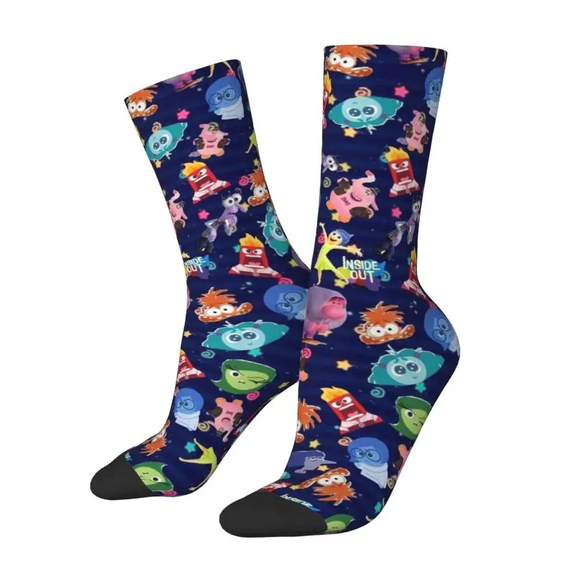 Custom Inside Out Cartoon Dress Socks Mens Womens Warm Funny Novelty Crew Socks