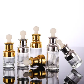 10pcs/lot transparent dropper vial 20ml 30ml 50ml empty clear glass cosmetic sample container essential oil bottle with dropper