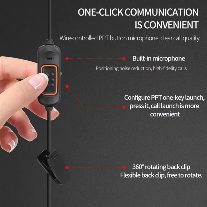

-PQWN For BAOFENG UV5R Quansheng UV-K5 K6 8800 Intercom Headset K Head Universal Hand-Held Line