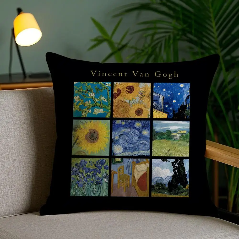 Van Gogh Painting Art Cushion Cover Short Plush Soft Double-Sided Printing Pillow Case Cozy Sofa Bedroom Home Decor Gift 3