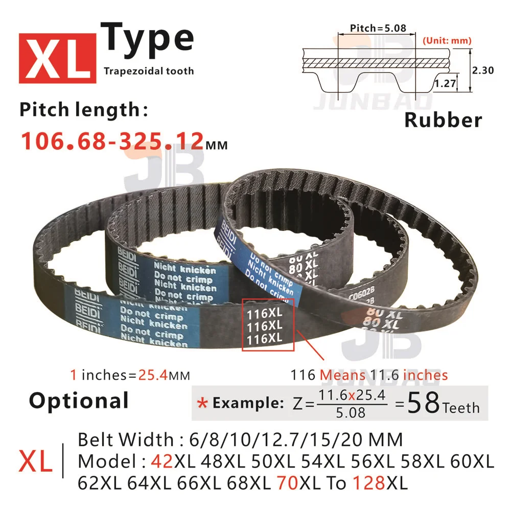 

Ремень ГРМ типа XL, 42XL-128XL Премиум-каучуковый сердечник из стекловолокна, идеально подходит для синхронной зубчатой ленты с 3D/CNC или конвейерными системами