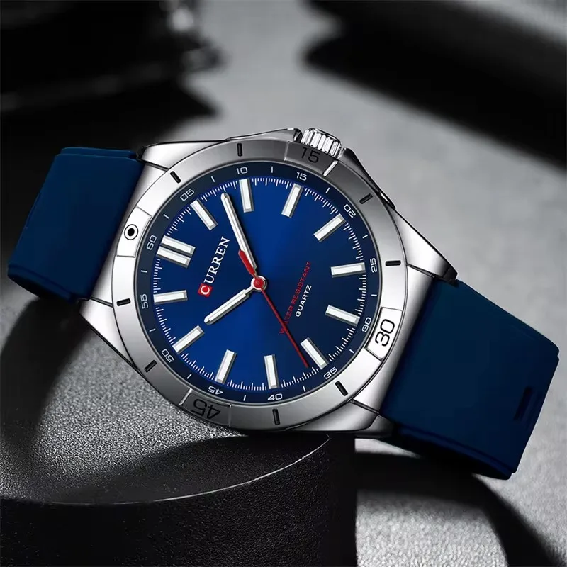 CURREN 8449 New Men\'s Fashion Quartz Watch Business Luminous Male Clock Waterproof Silicone Strap Casual Wristwatch reloj hombre