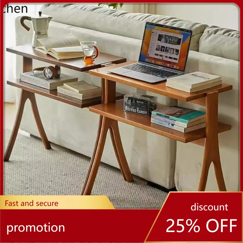 

HXL Living Room Side Cabinet Solid Wood Double Layer Storage Entryway Bookcase Mobile
