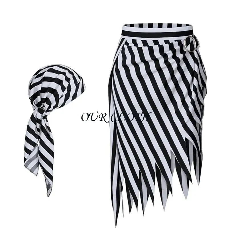 2pcs Pirate Bandana Head Scarf Pirate Jirate Pirate Costume Accessoires Set For Women Men Halloween Cosplay Costumes Y1ac