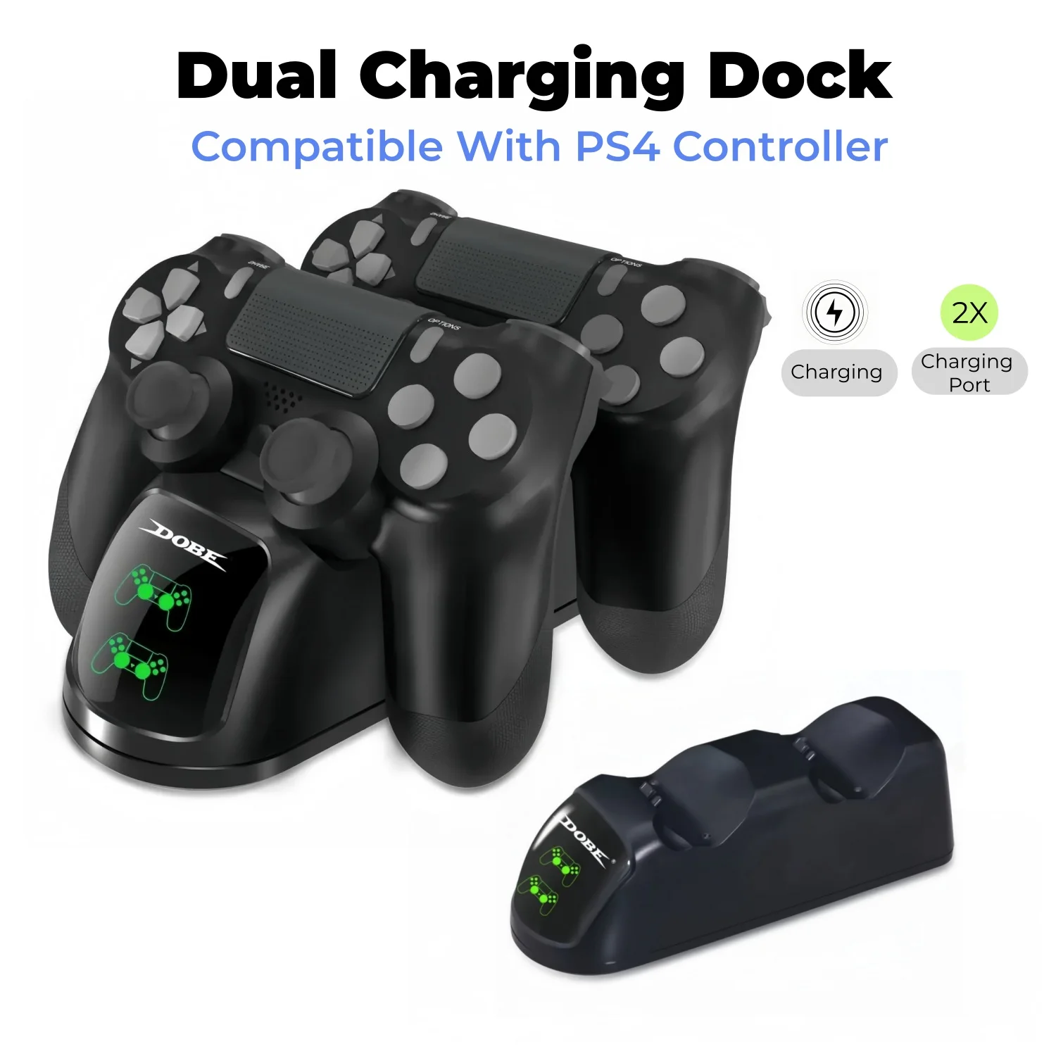 Image of Doppel-Ladestation für PS4 Wireless Controller, LED-Ladeanzeige Ladestation für PlayStation 4 Slim Pro Gamepad