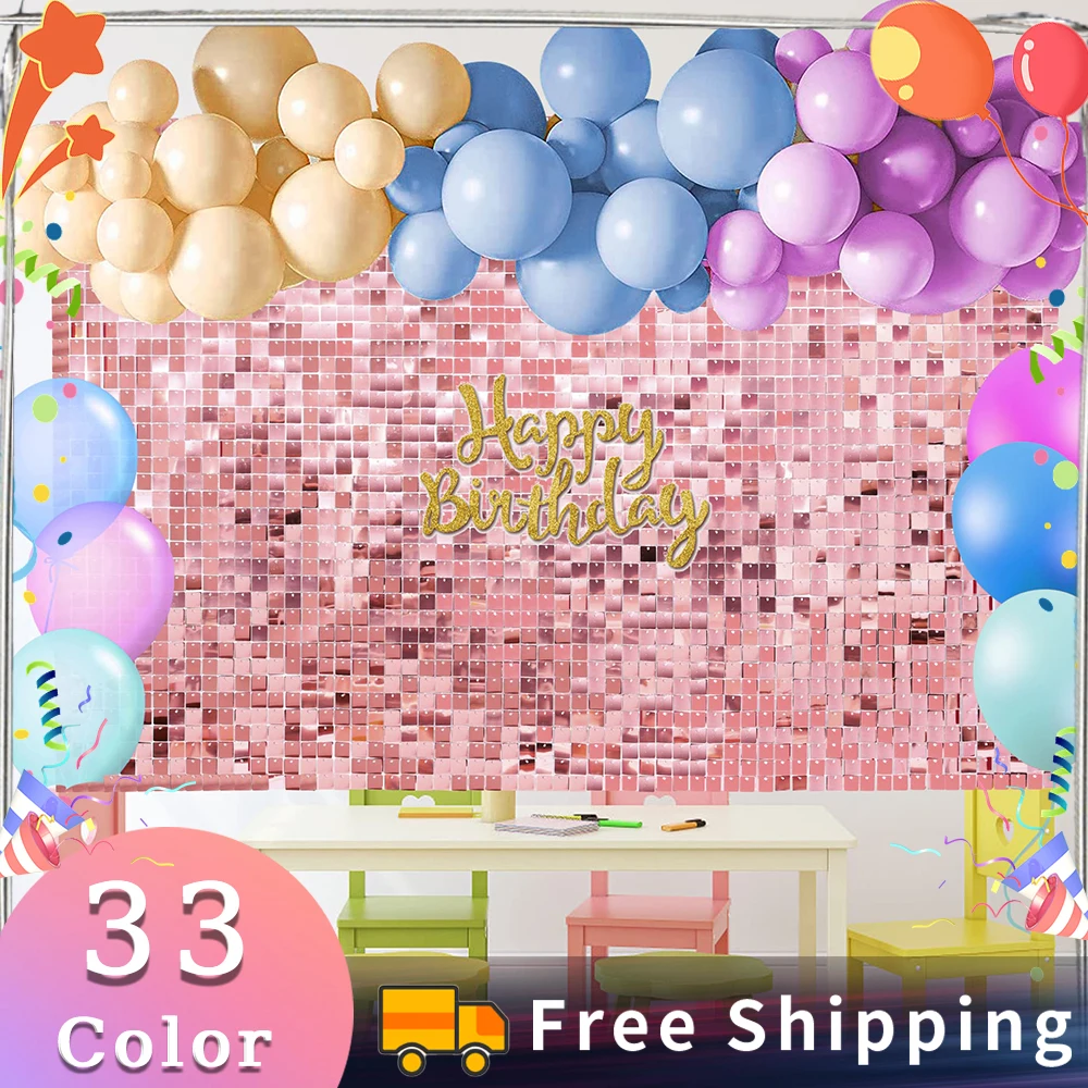 

Grasteay 6-18Pcs Iridescent Square Sequin Shimmer Wall Panels Backdrop Wedding Birthday Party Decoration Free Shipping 30X30cm