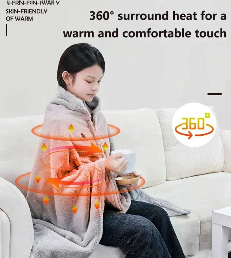 Xiaomi cobertor de aquecimento elétrico xale macio 3 engrenagens temporizador aquecimento para escritório nap inverno xale cobertor aquecimento carregamento usb