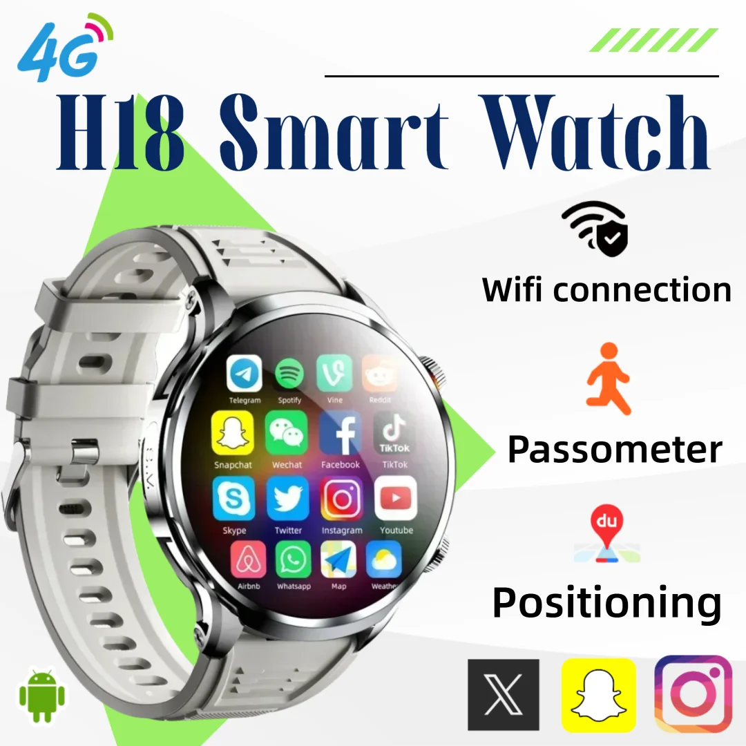 

New H18 Android Smartwatch 1.95-inch AMOLED Blue Light Filter Bluetooth Call GPS+GLONASS Dual Navigation Waterproof