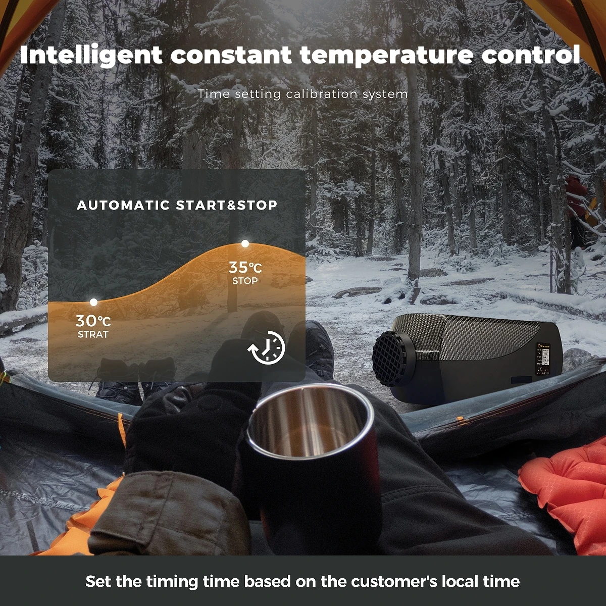 8KW شل نماذج سخان الهواء 12 فولت و 24 فولت بلوتوث التطبيق ، عرض الارتفاع ، ليلة منخفضة الضوضاء للغاية لسيارة الديزل سخان التوقف شاحنة RV