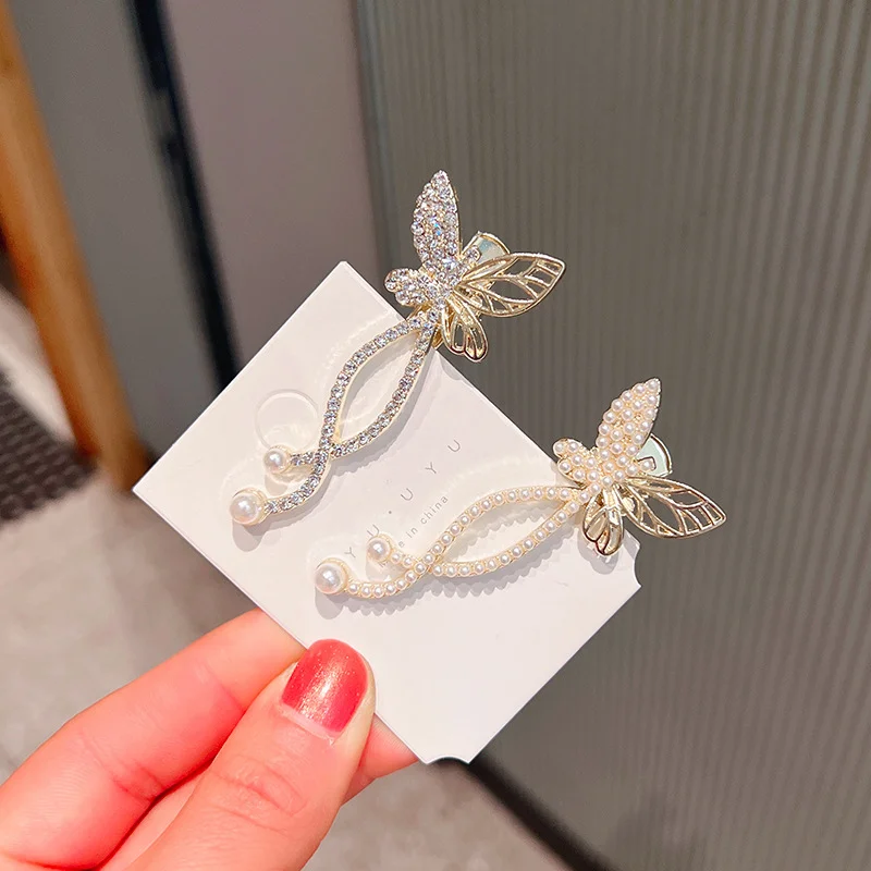 Retro-Schmetterlings-Entenschnabel-Clip, seitlicher Clip für Damen, Haarnadel auf der Rückseite des Kopfes, einzeilige Clip-Kopfbedeckung für Frauen