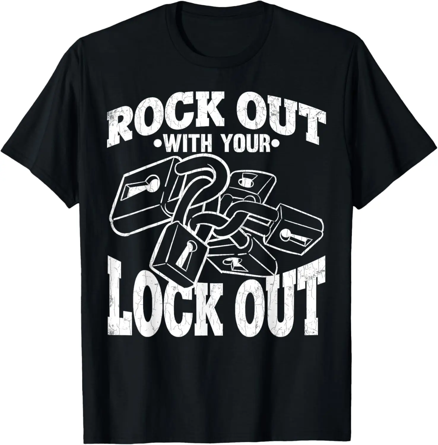 

Мужская футболка Rock Out With Your Lock Out слесаря и слесаря с рисунком
